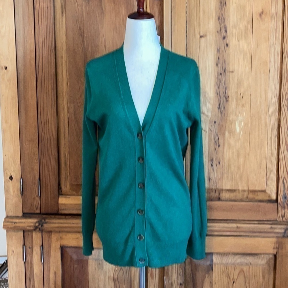 NWT J. Crew Green cotton/wool blend button down Cardiga…